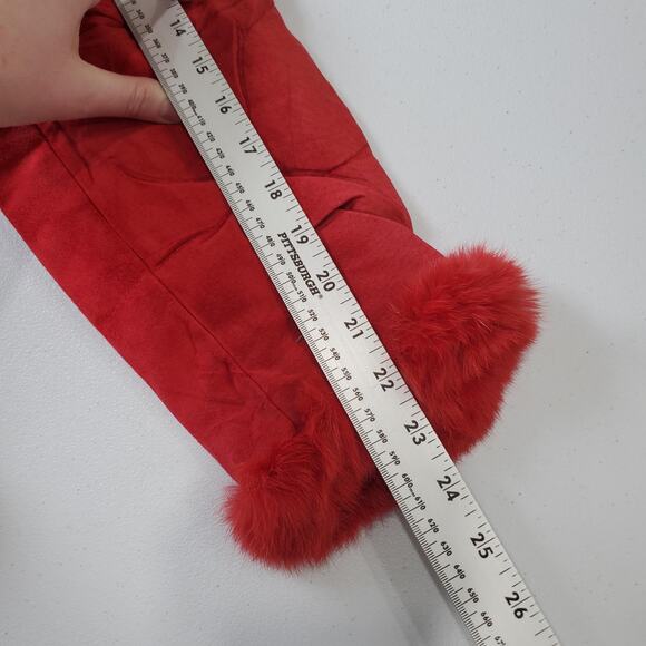Bisou Bisou Jacket Womens Medium Red Genuine Leather Faux Fur Trim Coat Y2K - Picture 9 of 10